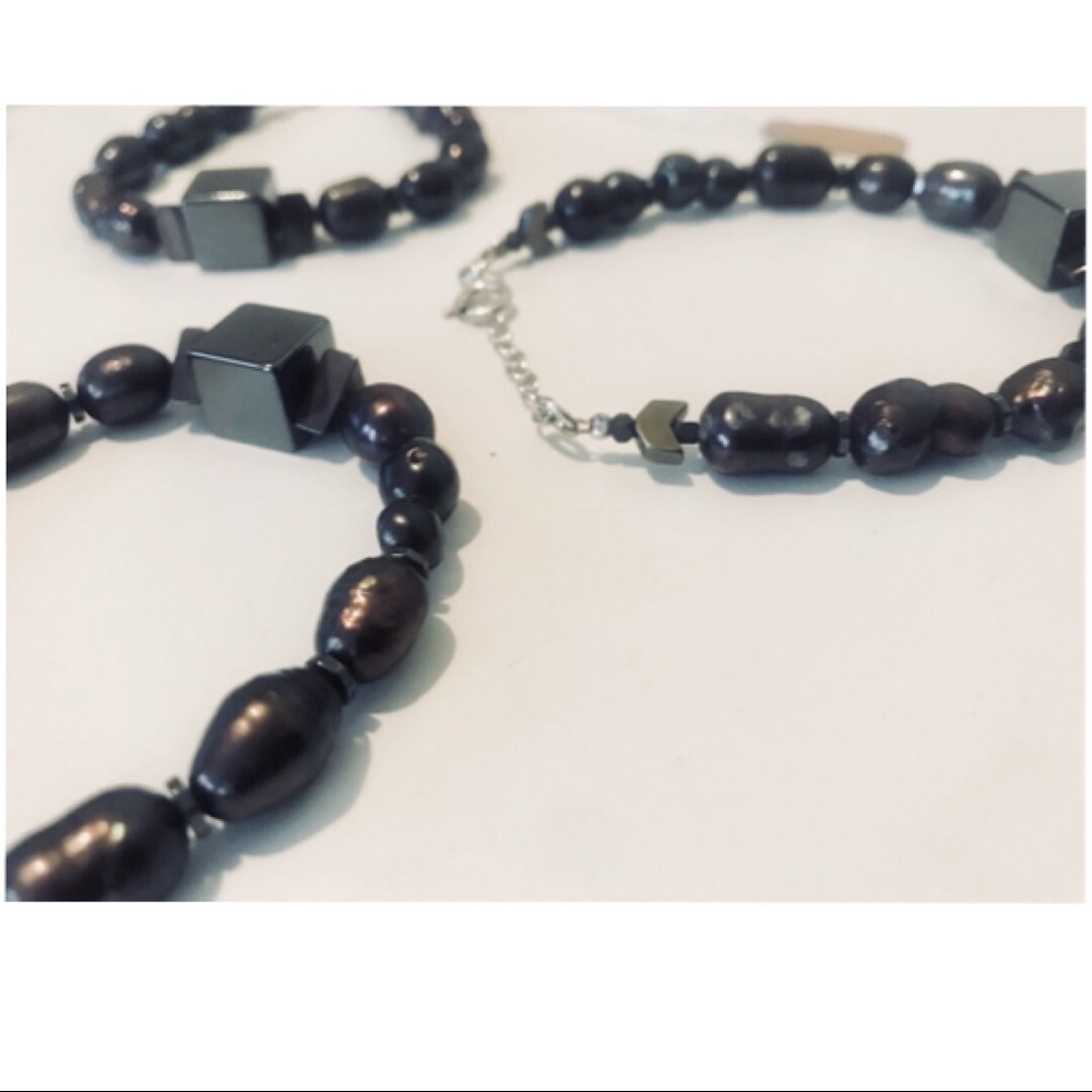 Byrufina handmade beaded bracelet grey pearls natural stones silver bracelet